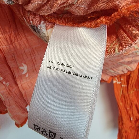 Urban Outfitters Floral Top Size XS Square Neck Orange Long Sleeve Smocked Y2K - Picture 15 of 16